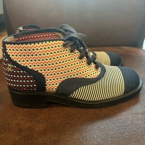 CHANEL Women's Ankle Boots in Red, Black, and Cream